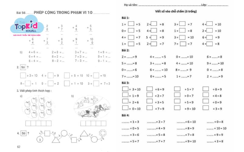 chương trình lớp 1
