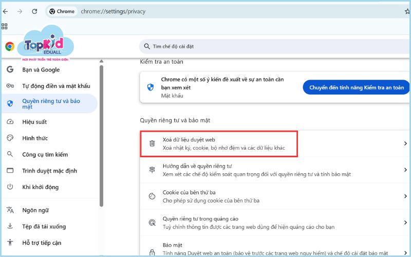 Xóa bộ nhớ cache trình duyệt