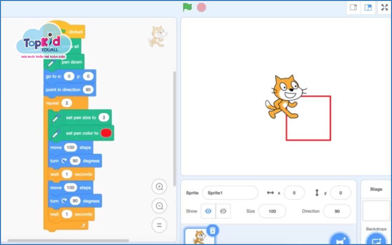 Vẽ hình vuông trong Scratch