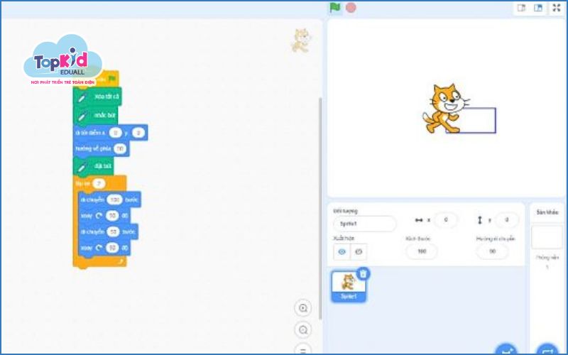 Vẽ hình chữ nhật trong Scratch