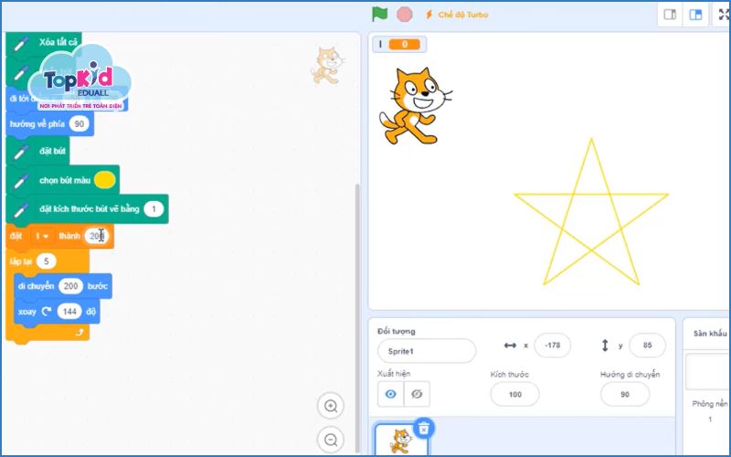 Vẽ ngôi sao 5 cánh trong Scratch