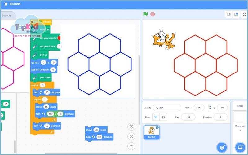 Ứng dụng hình ngũ giác trong dự án Scratch thực tế