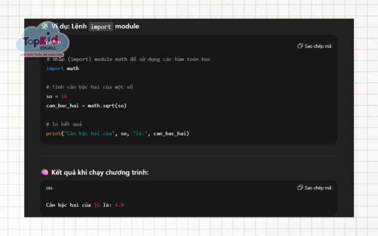 Danh sách các lệnh trong Python & cách dùng cho trẻ mới học