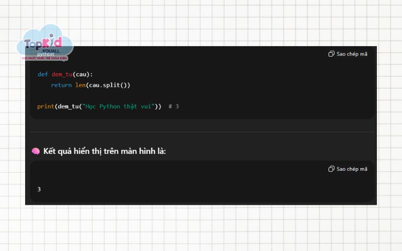 Ví dụ 5 – Hàm đếm số từ trong câu (trung bình – chuỗi)