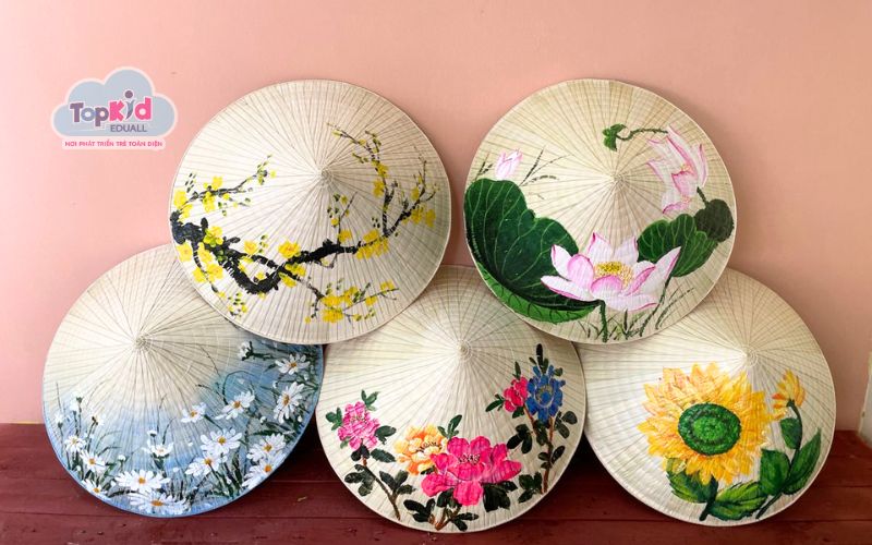 Trang trí nón lá bằng màu vẽ