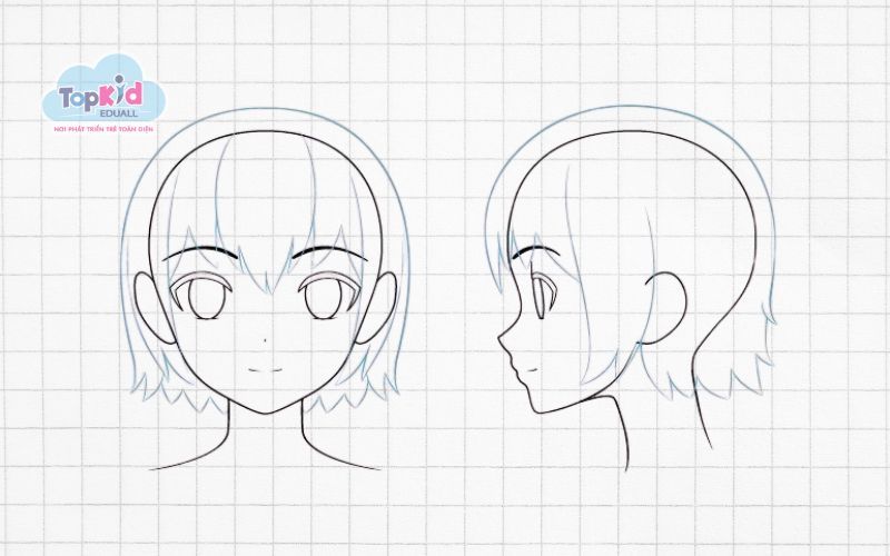 Bước 3 – Vẽ tóc chibi đơn giản