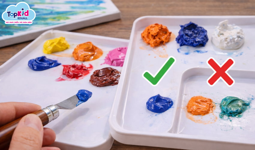 Chỉ lấy lượng màu vừa đủ cho mỗi bước vẽ