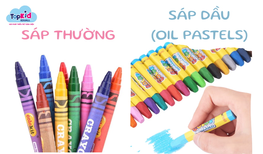 Phân biệt màu sáp thường và màu sáp dầu (oil pastels).