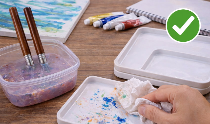 Tạo thói quen dọn dẹp họa cụ ngay sau khi vẽ