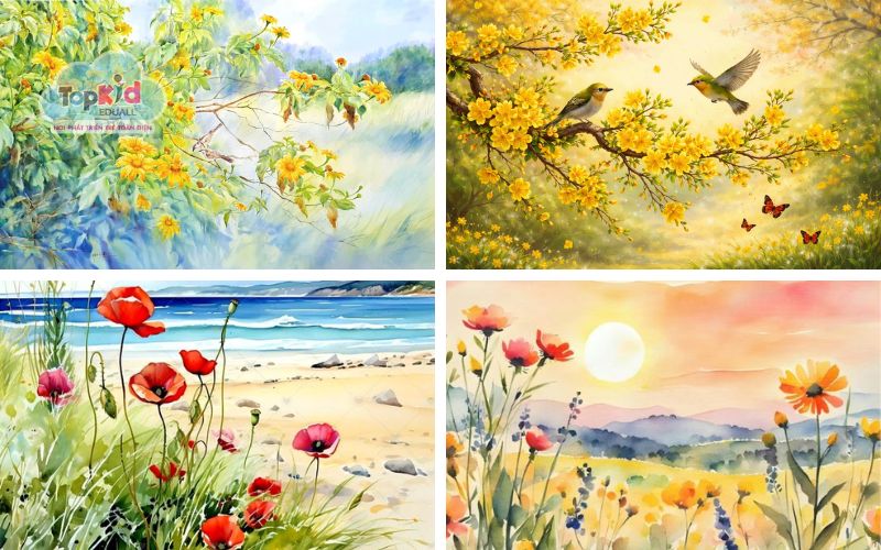 Ý tưởng tranh Màu Nước Hoa Lá & Thực vật dễ thương (25+ Ý tưởng)