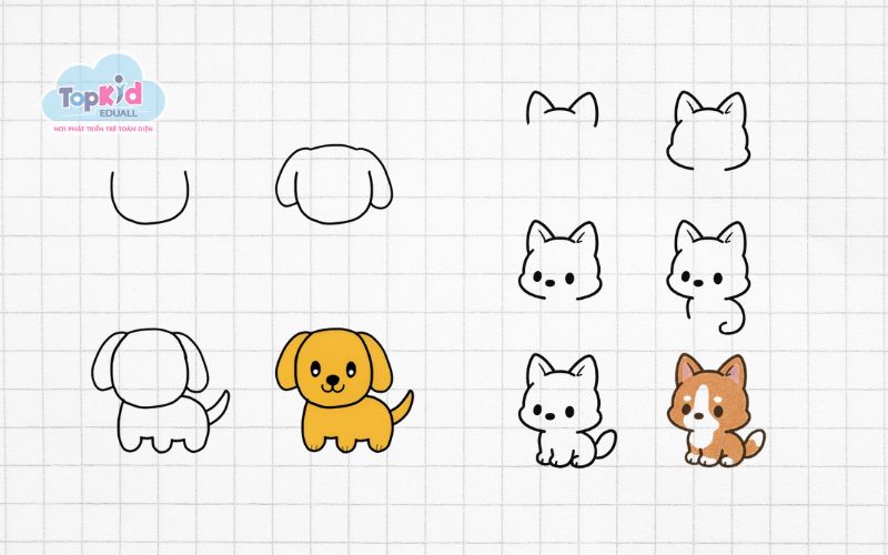 Hướng dẫn vẽ con chó đơn giản dễ thương