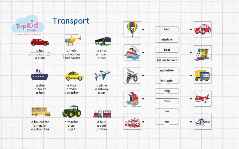 Bài tập chủ đề 10: Phương tiện giao thông (Transportation)
