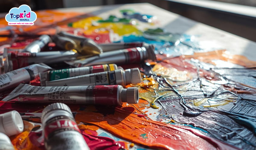 Cận cảnh tuýp màu sơn dầu.